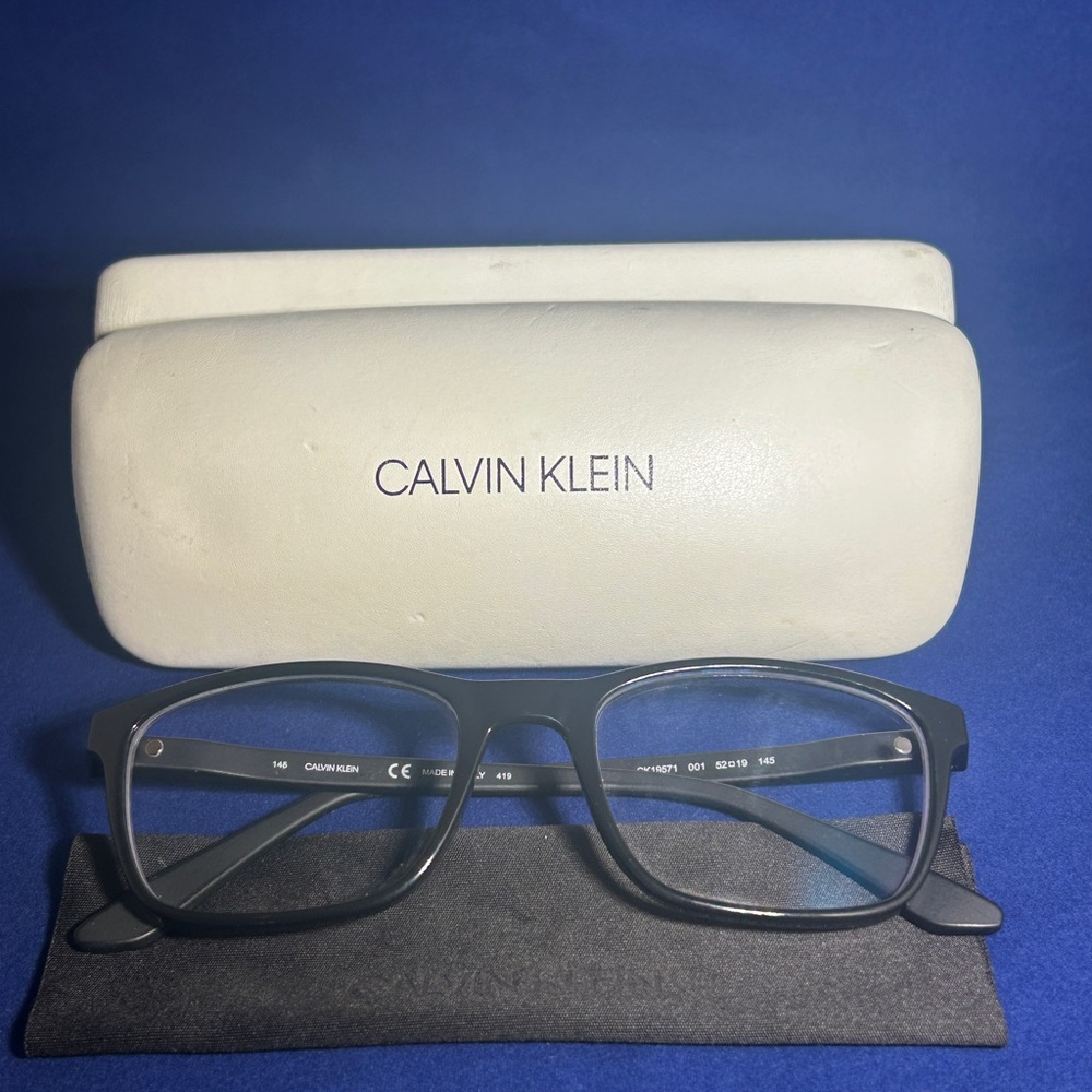 Calvin Klein Matte Black Rectangular Glasses